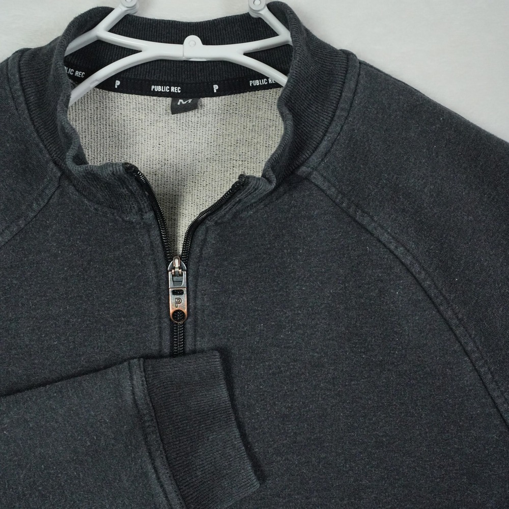 Public Rec Mens Black Quarter Zip Pullover Sweatshirt Size Medium Pima Cotton‎